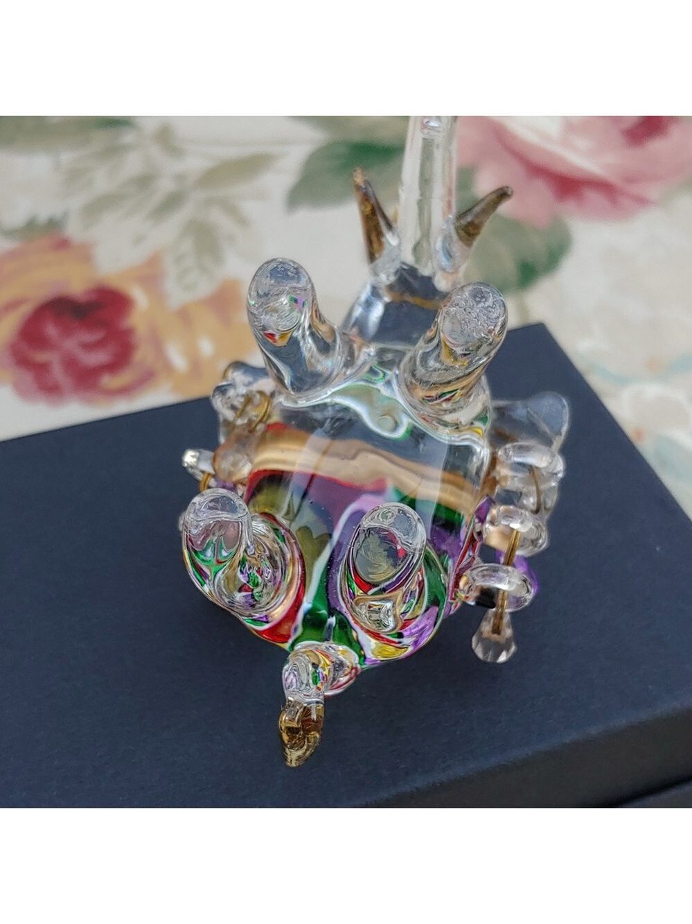 Crystal Elephant Figurine with Gold Tone Accents 4"x2"x2" - Picture 11 of 17